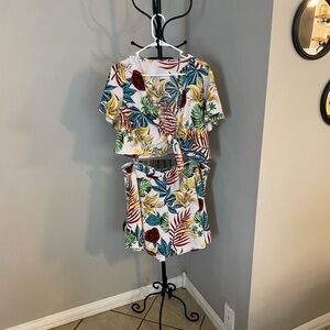 Tropical Print Two-Piece Set
